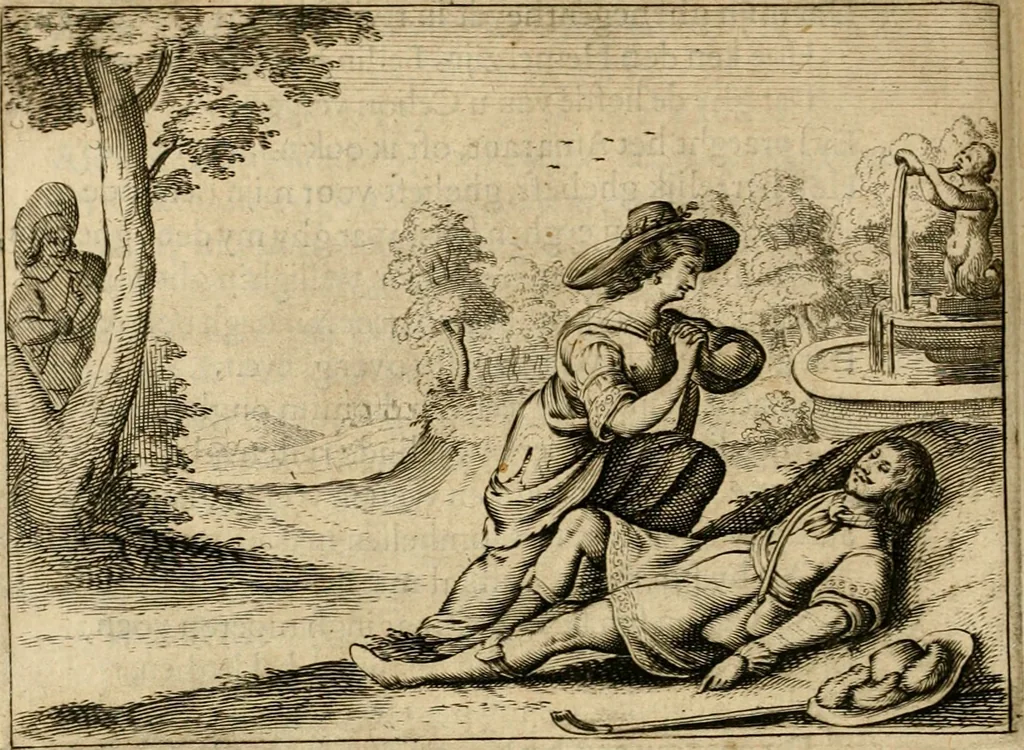 An illustration from Ian Harmensz Kruls Minne-spiegel ter deughden, 1639, leaf 431