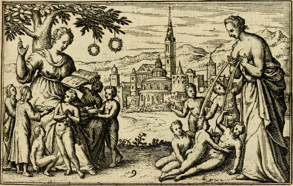 An illustration from Iani Iacobi Boissardi vesvntini Emblematum liber, 1593, leaf 38