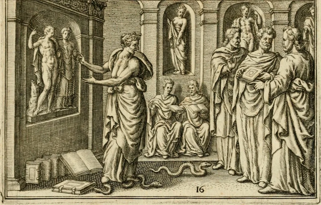 An illustration from Iani Iacobi Boissardi vesvntini Emblematum liber, 1593, leaf 52