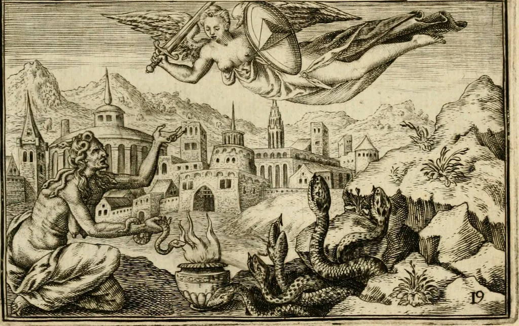 An illustration from Iani Iacobi Boissardi vesvntini Emblematum liber, 1593, leaf 58