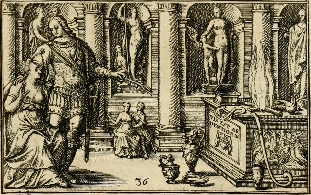 An illustration from Iani Iacobi Boissardi vesvntini Emblematum liber, 1593, leaf 92