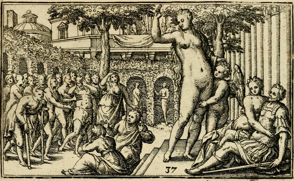 An illustration from Iani Iacobi Boissardi vesvntini Emblematum liber, 1593, leaf 94