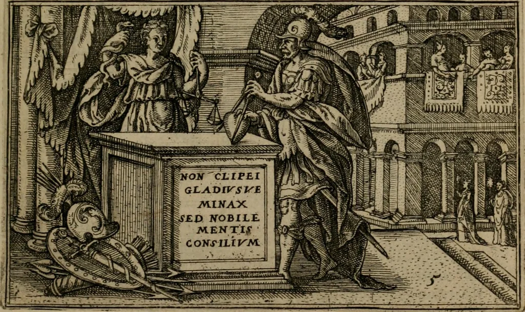 An illustration from Iani Iacobi Boissardi Vesuntini Emblematum liber, 1593, leaf 34