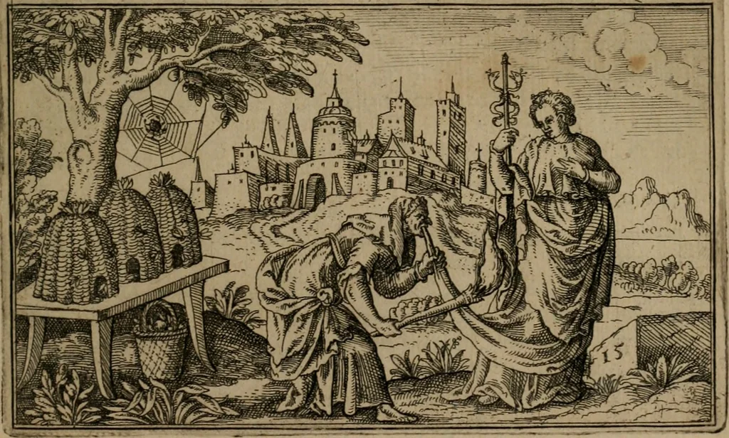 An illustration from Iani Iacobi Boissardi Vesuntini Emblematum liber, 1593, leaf 54