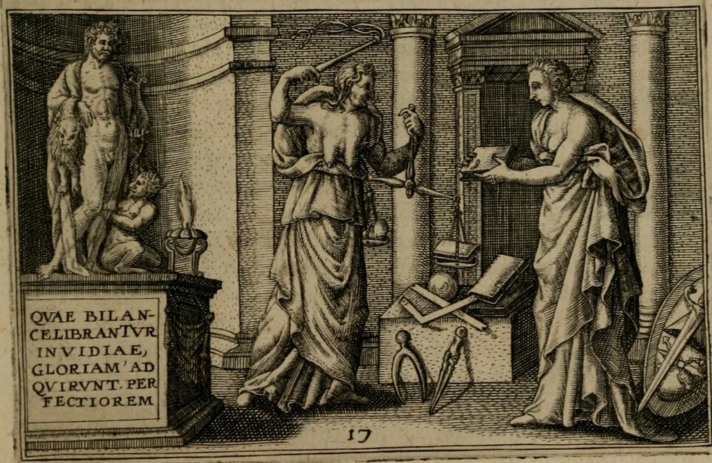 An illustration from Iani Iacobi Boissardi Vesuntini Emblematum liber, 1593, leaf 58