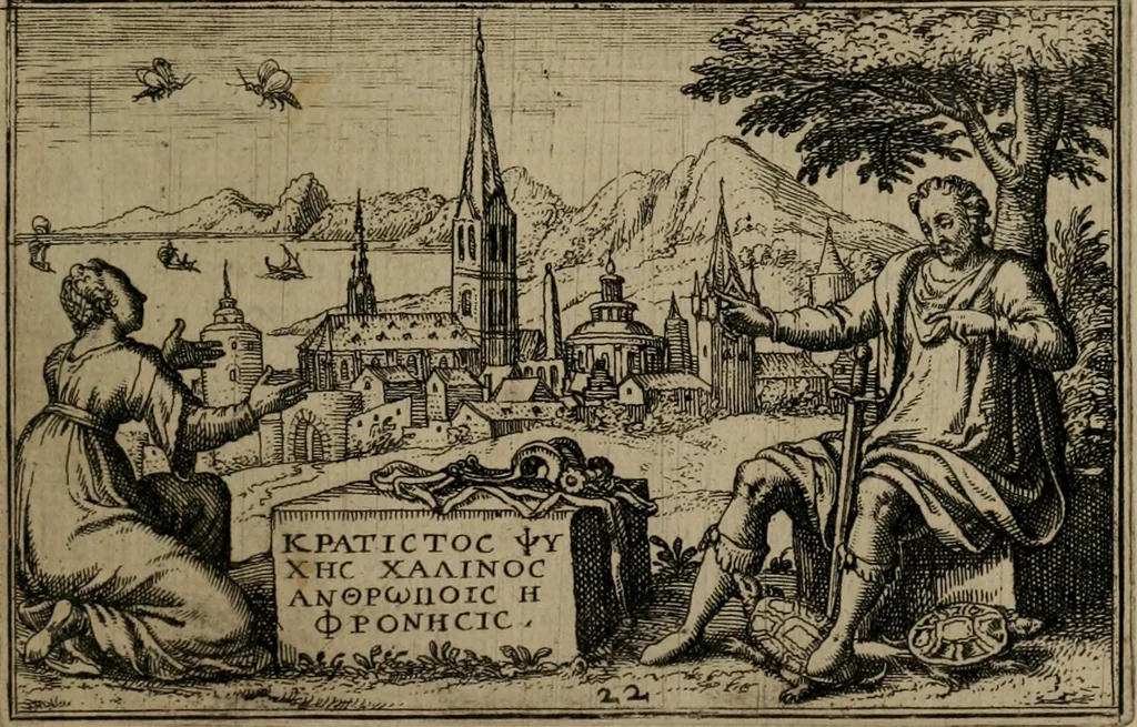 An illustration from Iani Iacobi Boissardi Vesuntini Emblematum liber, 1593, leaf 68
