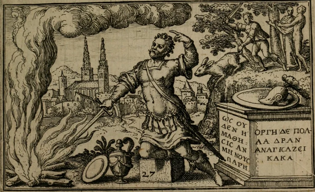 An illustration from Iani Iacobi Boissardi Vesuntini Emblematum liber, 1593, leaf 78