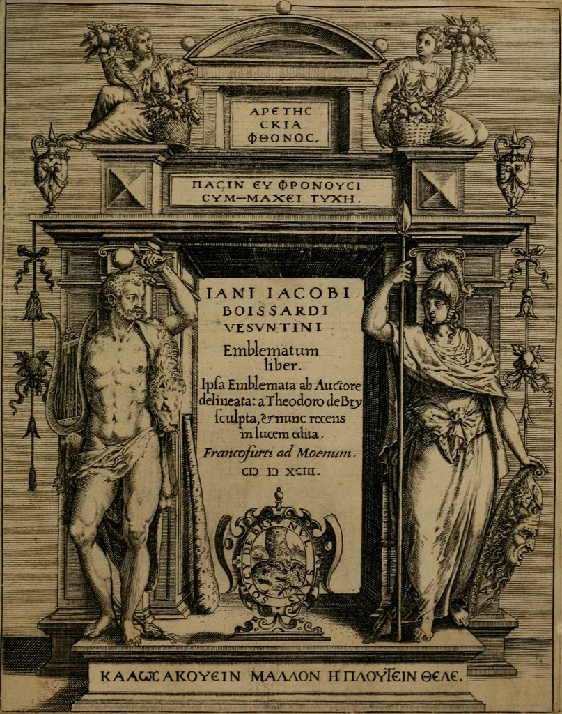 An illustration from Iani Iacobi Boissardi Vesuntini Emblematum liber, 1593, leaf 8