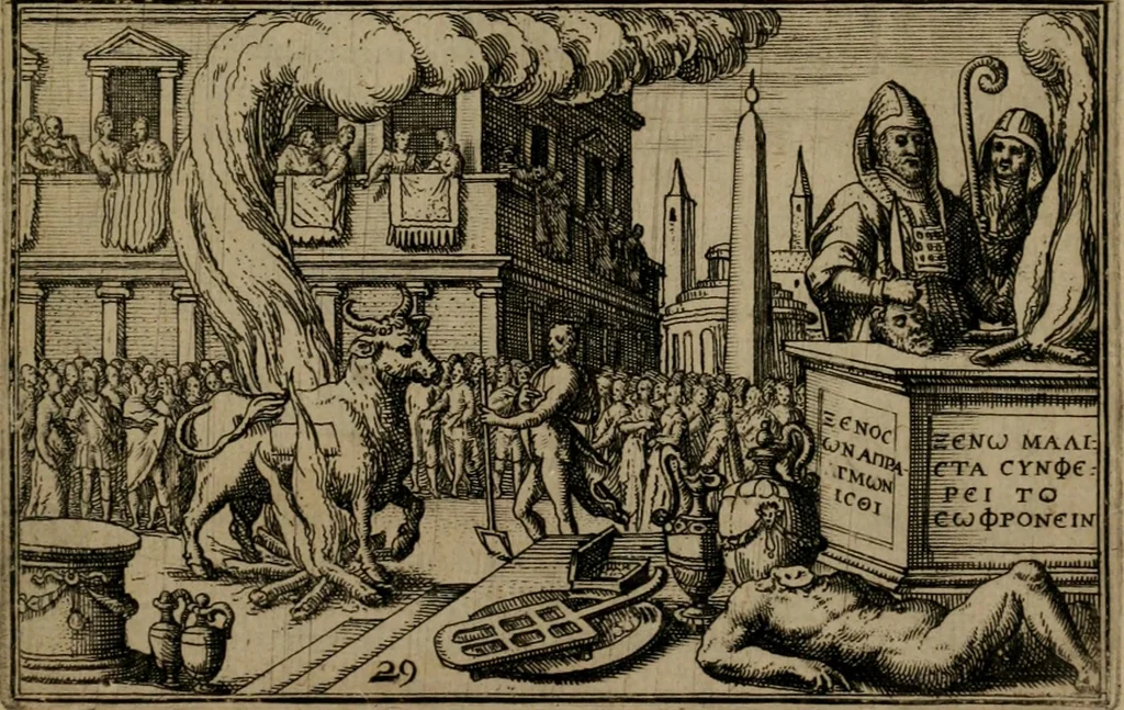 An illustration from Iani Iacobi Boissardi Vesuntini Emblematum liber, 1593, leaf 82