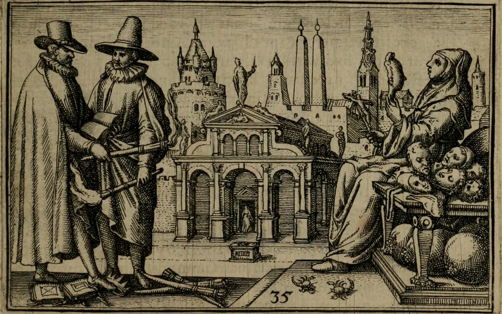 An illustration from Iani Iacobi Boissardi Vesuntini Emblematum liber, 1593, leaf 94