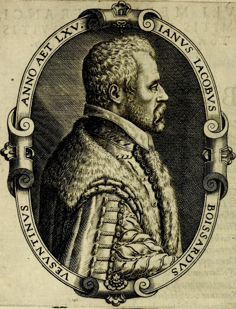 An illustration from Iani Iacobi Boissardi Vesvntini emblematum liber. Ipsa emblemata ab auctore delineata: a Theodoro de Bry sculpta & nunc recens in lucem edita, 1593, leaf 13