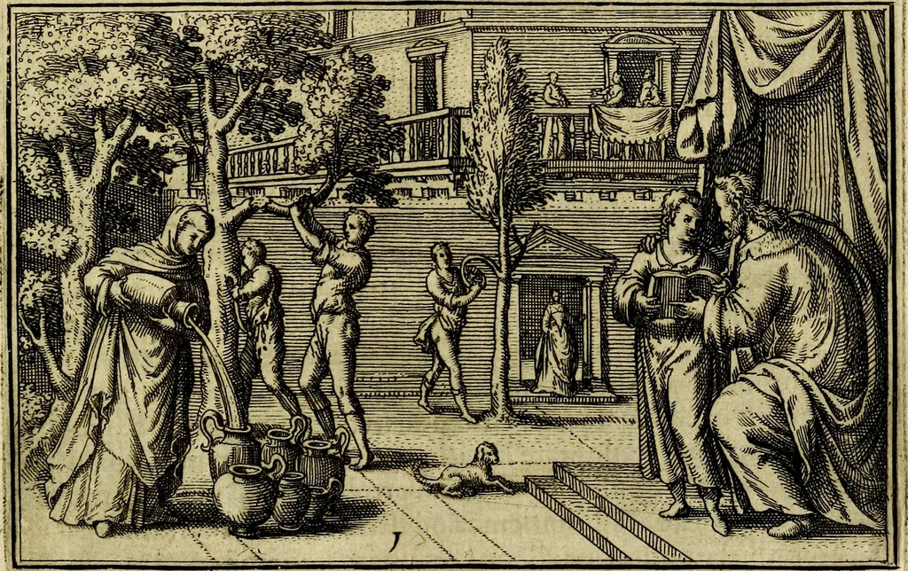 An illustration from Iani Iacobi Boissardi Vesvntini emblematum liber. Ipsa emblemata ab auctore delineata: a Theodoro de Bry sculpta & nunc recens in lucem edita, 1593, leaf 24