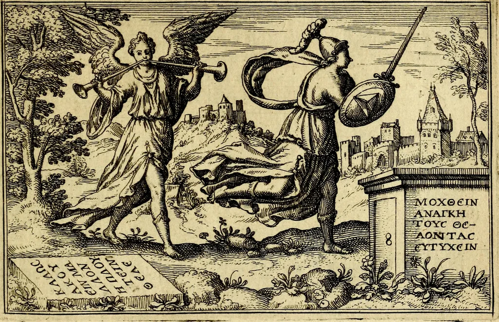 An illustration from Iani Iacobi Boissardi Vesvntini emblematum liber. Ipsa emblemata ab auctore delineata: a Theodoro de Bry sculpta & nunc recens in lucem edita, 1593, leaf 38