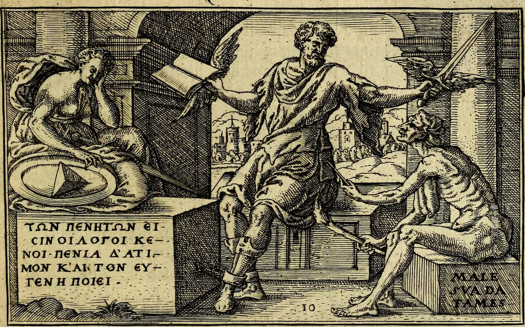 An illustration from Iani Iacobi Boissardi Vesvntini emblematum liber. Ipsa emblemata ab auctore delineata: a Theodoro de Bry sculpta & nunc recens in lucem edita, 1593, leaf 42