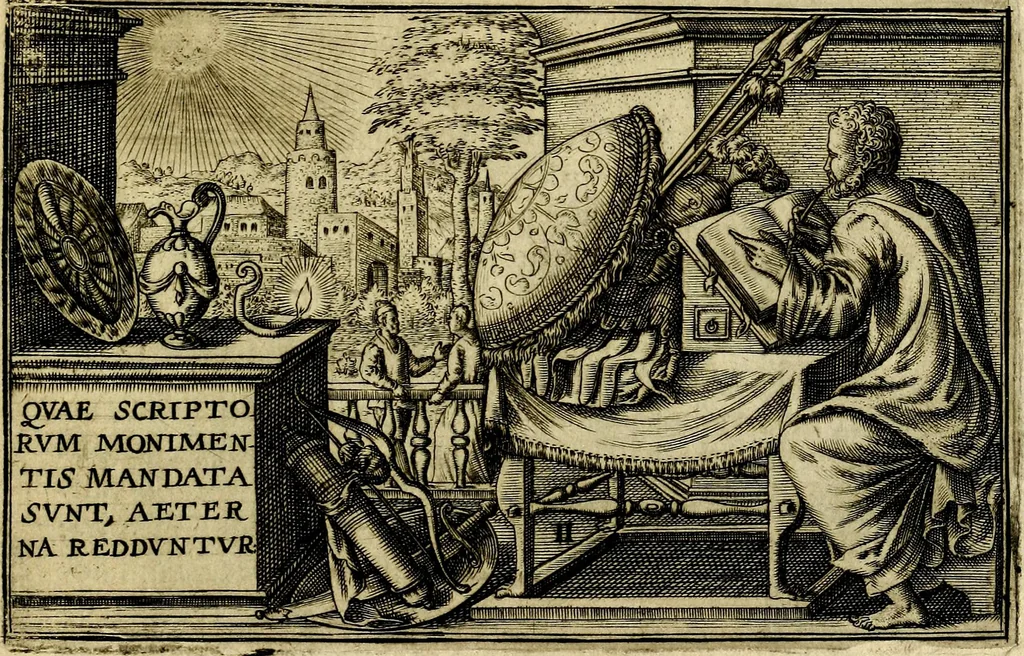 An illustration from Iani Iacobi Boissardi Vesvntini emblematum liber. Ipsa emblemata ab auctore delineata: a Theodoro de Bry sculpta & nunc recens in lucem edita, 1593, leaf 44