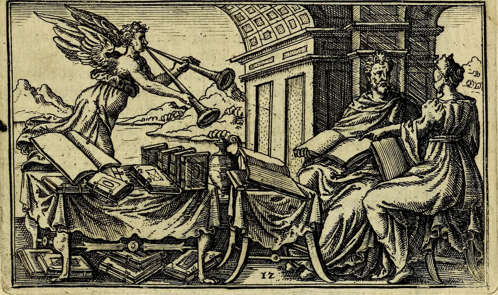An illustration from Iani Iacobi Boissardi Vesvntini emblematum liber. Ipsa emblemata ab auctore delineata: a Theodoro de Bry sculpta & nunc recens in lucem edita, 1593, leaf 46