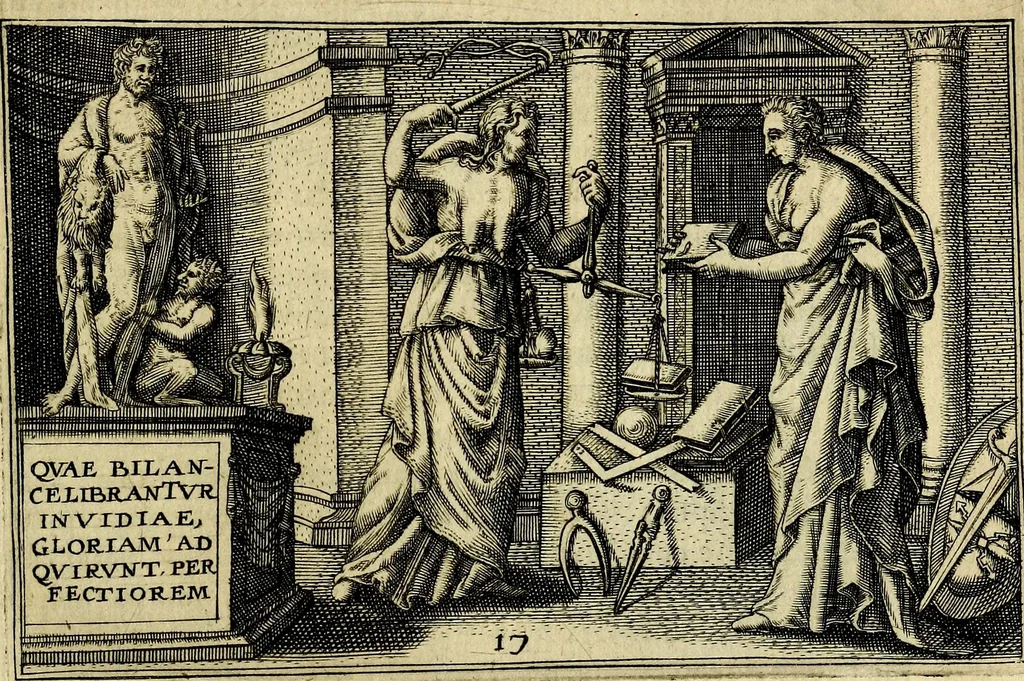 An illustration from Iani Iacobi Boissardi Vesvntini emblematum liber. Ipsa emblemata ab auctore delineata: a Theodoro de Bry sculpta & nunc recens in lucem edita, 1593, leaf 56