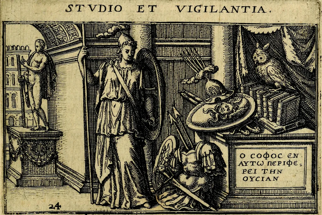 An illustration from Iani Iacobi Boissardi Vesvntini emblematum liber. Ipsa emblemata ab auctore delineata: a Theodoro de Bry sculpta & nunc recens in lucem edita, 1593, leaf 70