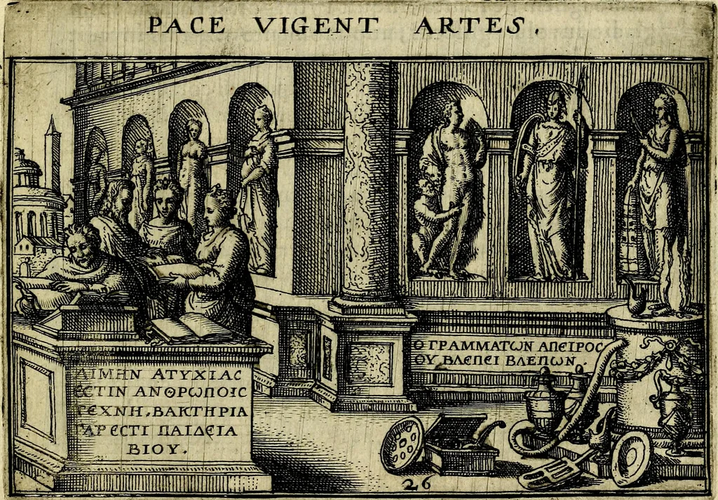 An illustration from Iani Iacobi Boissardi Vesvntini emblematum liber. Ipsa emblemata ab auctore delineata: a Theodoro de Bry sculpta & nunc recens in lucem edita, 1593, leaf 74