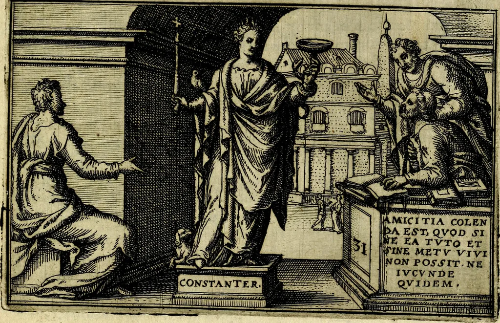 An illustration from Iani Iacobi Boissardi Vesvntini emblematum liber. Ipsa emblemata ab auctore delineata: a Theodoro de Bry sculpta & nunc recens in lucem edita, 1593, leaf 84