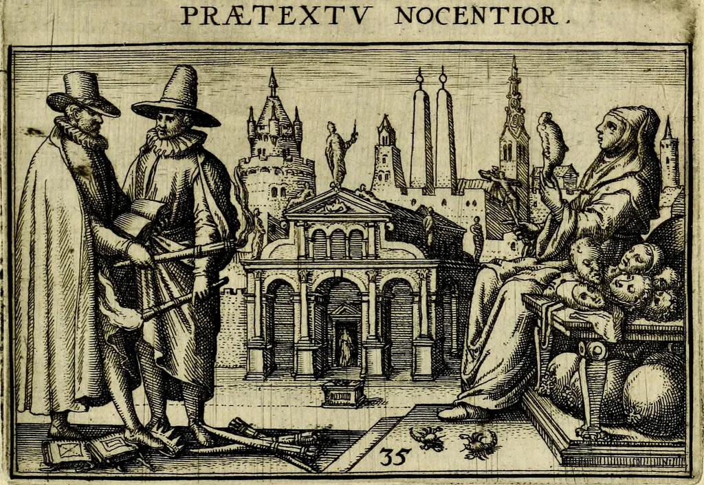 An illustration from Iani Iacobi Boissardi Vesvntini emblematum liber. Ipsa emblemata ab auctore delineata: a Theodoro de Bry sculpta & nunc recens in lucem edita, 1593, leaf 92