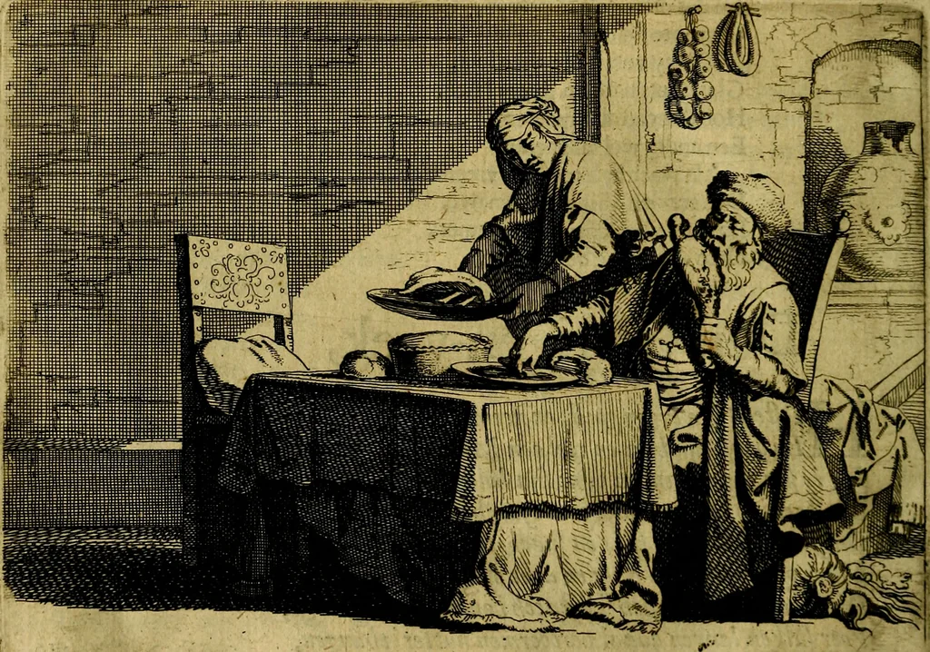 An illustration from Ian vander Veens zinne-beelden, oft Adams appel. Verciert met seer aerdige const-plaeten mesgagers syne oude ende nieuwe ongemeene bruydt-lofs ende zege-zangen..., 1642, leaf 101