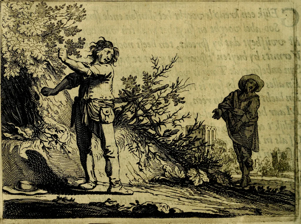 An illustration from Ian vander Veens zinne-beelden, oft Adams appel. Verciert met seer aerdige const-plaeten mesgagers syne oude ende nieuwe ongemeene bruydt-lofs ende zege-zangen..., 1642, leaf 137