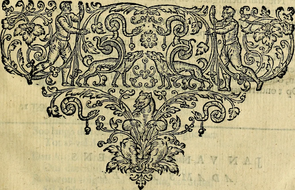An illustration from Ian vander Veens zinne-beelden, oft Adams appel. Verciert met seer aerdige const-plaeten mesgagers syne oude ende nieuwe ongemeene bruydt-lofs ende zege-zangen..., 1642, leaf 14