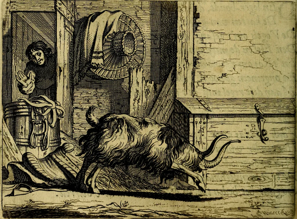 An illustration from Ian vander Veens zinne-beelden, oft Adams appel. Verciert met seer aerdige const-plaeten mesgagers syne oude ende nieuwe ongemeene bruydt-lofs ende zege-zangen..., 1642, leaf 173