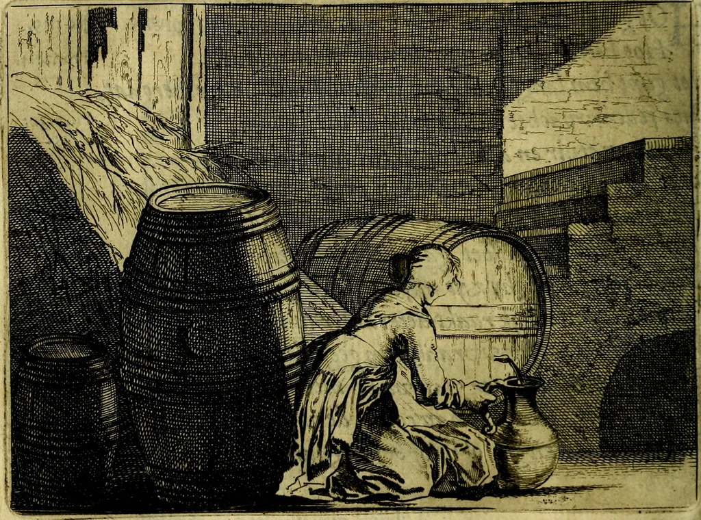 An illustration from Ian vander Veens zinne-beelden, oft Adams appel. Verciert met seer aerdige const-plaeten mesgagers syne oude ende nieuwe ongemeene bruydt-lofs ende zege-zangen..., 1642, leaf 205