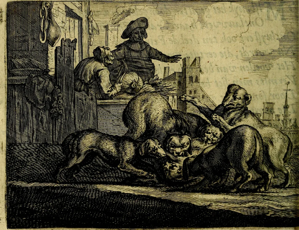 An illustration from Ian vander Veens zinne-beelden, oft Adams appel. Verciert met seer aerdige const-plaeten mesgagers syne oude ende nieuwe ongemeene bruydt-lofs ende zege-zangen..., 1642, leaf 217