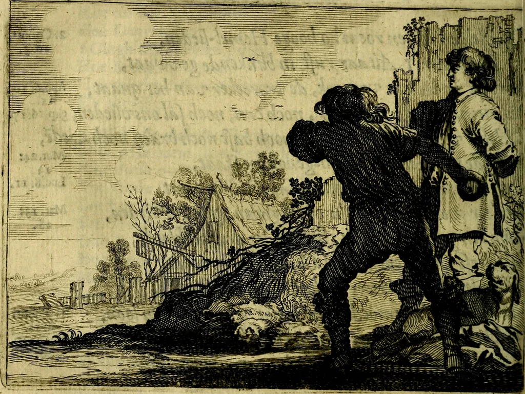 An illustration from Ian vander Veens zinne-beelden, oft Adams appel. Verciert met seer aerdige const-plaeten mesgagers syne oude ende nieuwe ongemeene bruydt-lofs ende zege-zangen..., 1642, leaf 283
