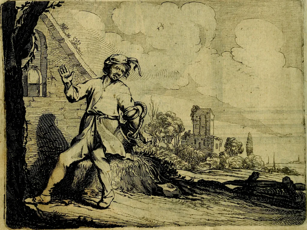 An illustration from Ian vander Veens zinne-beelden, oft Adams appel. Verciert met seer aerdige const-plaeten mesgagers syne oude ende nieuwe ongemeene bruydt-lofs ende zege-zangen..., 1642, leaf 81
