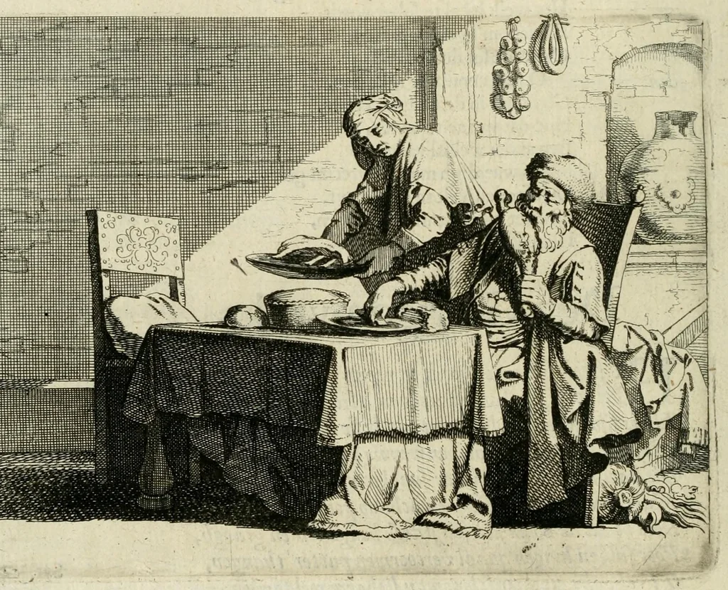 An illustration from Ian vander Veens Zinne-beelden, oft Adams appel : verciert met seer aerdige const-plaeten ; mitsgaders syne oude ende nieuwe ongemeene bruydt-lofs ende zege-zangen, 1642, leaf 108
