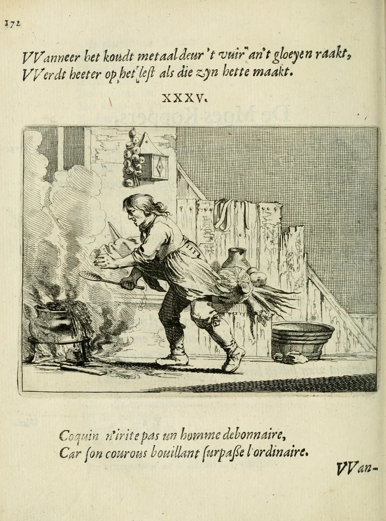 An illustration from Ian vander Veens Zinne-beelden, oft Adams appel : verciert met seer aerdige const-plaeten ; mitsgaders syne oude ende nieuwe ongemeene bruydt-lofs ende zege-zangen, 1642, leaf 206