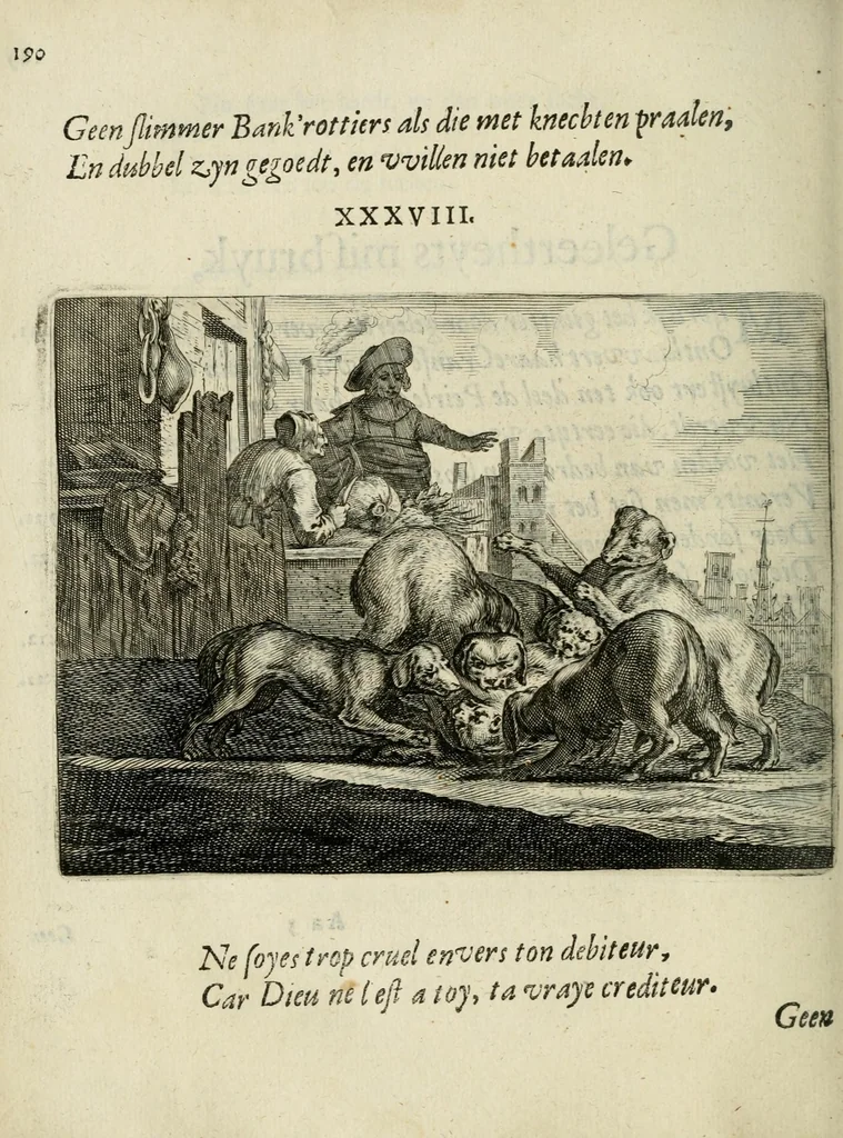 An illustration from Ian vander Veens Zinne-beelden, oft Adams appel : verciert met seer aerdige const-plaeten ; mitsgaders syne oude ende nieuwe ongemeene bruydt-lofs ende zege-zangen, 1642, leaf 224