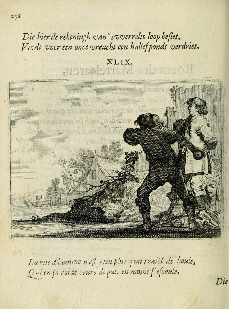 An illustration from Ian vander Veens Zinne-beelden, oft Adams appel : verciert met seer aerdige const-plaeten ; mitsgaders syne oude ende nieuwe ongemeene bruydt-lofs ende zege-zangen, 1642, leaf 290