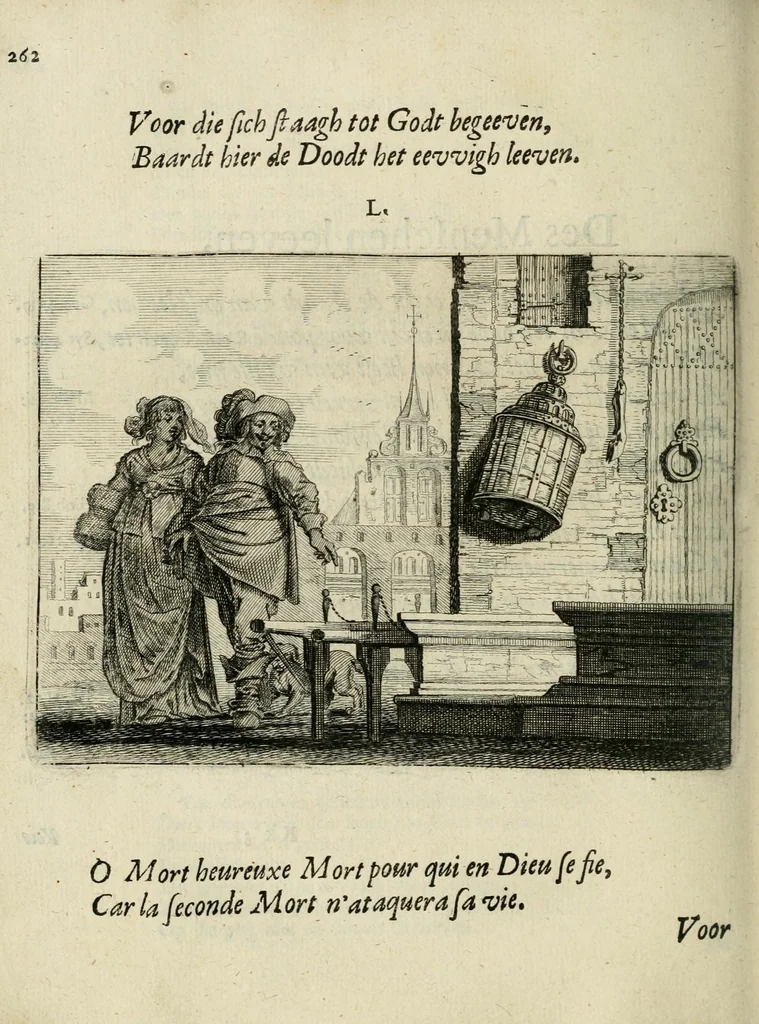 An illustration from Ian vander Veens Zinne-beelden, oft Adams appel : verciert met seer aerdige const-plaeten ; mitsgaders syne oude ende nieuwe ongemeene bruydt-lofs ende zege-zangen, 1642, leaf 296