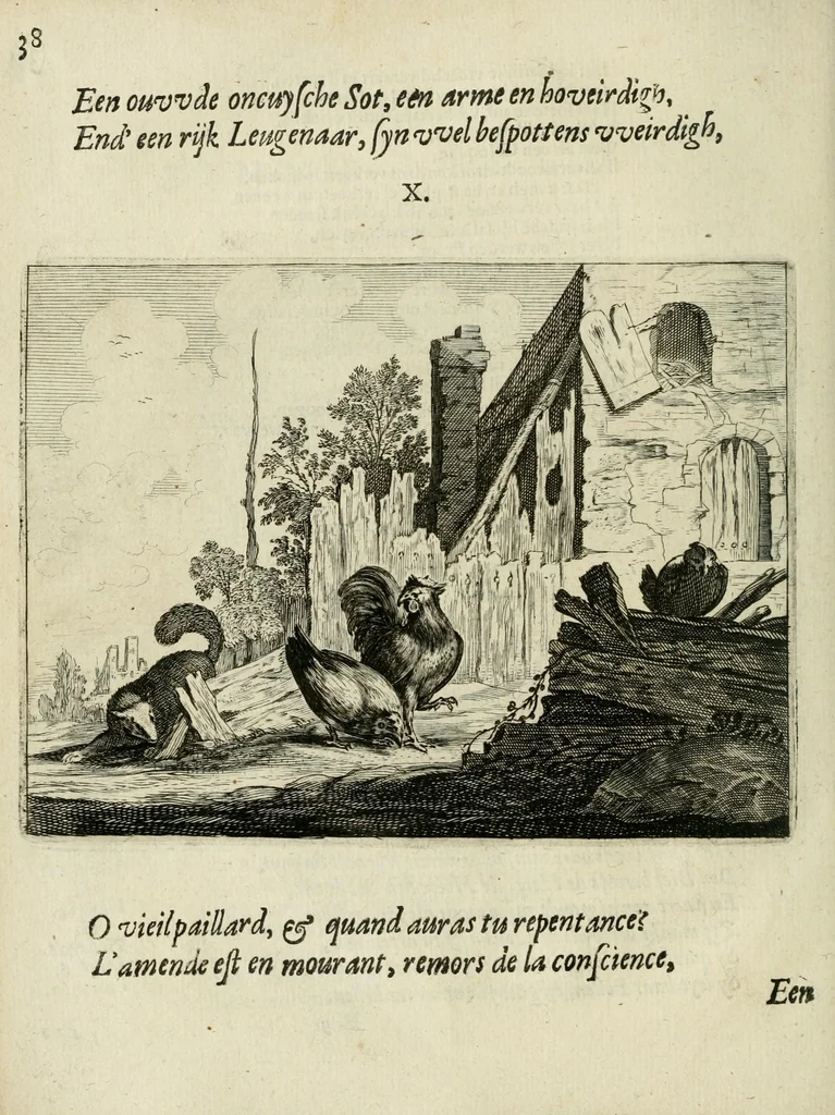 An illustration from Ian vander Veens Zinne-beelden, oft Adams appel : verciert met seer aerdige const-plaeten ; mitsgaders syne oude ende nieuwe ongemeene bruydt-lofs ende zege-zangen, 1642, leaf 72