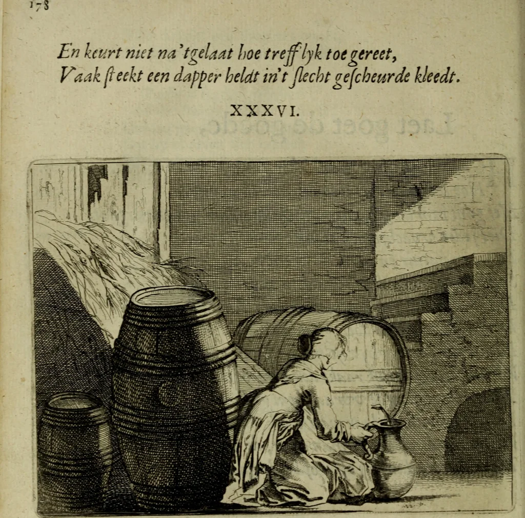 An illustration from Ian van der Veens Zinne-beelden oft Adams appel, 1642, leaf 205
