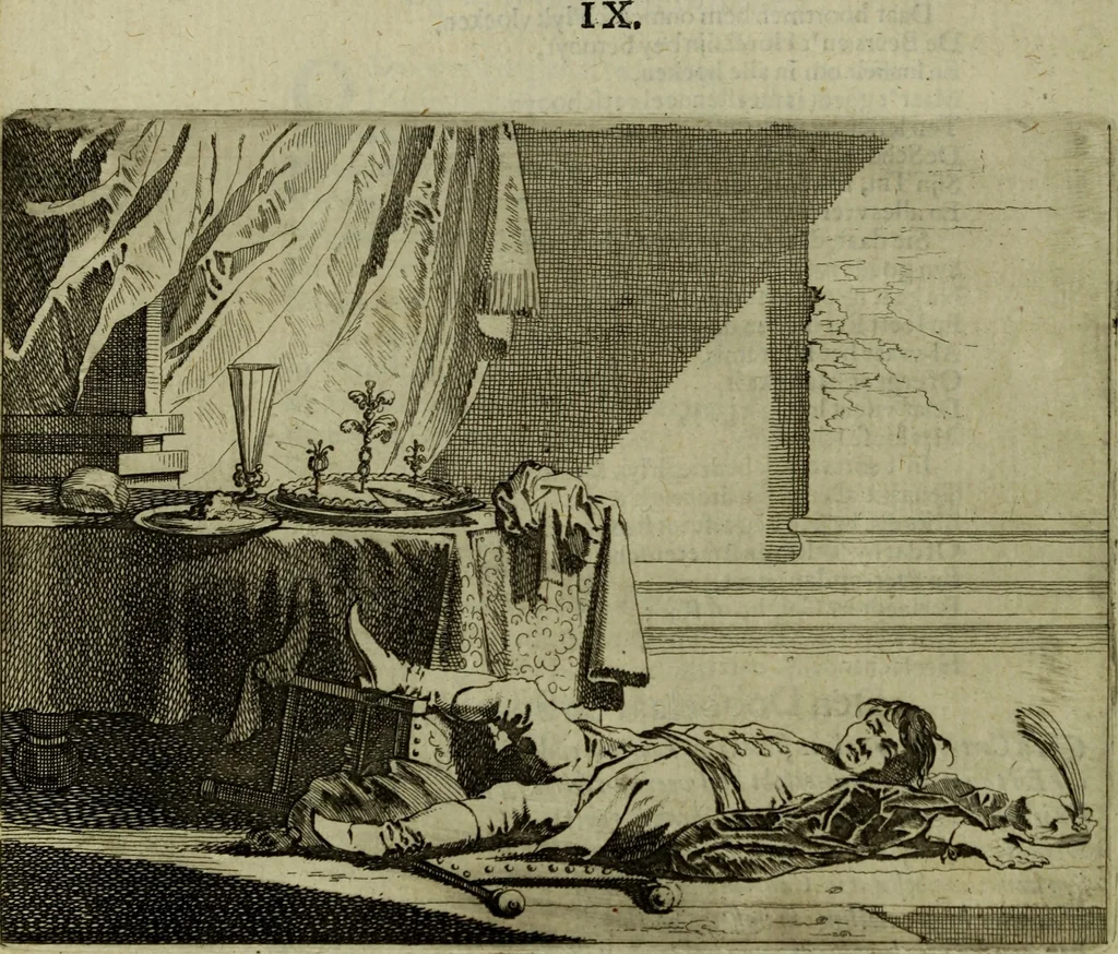 An illustration from Ian van der Veens Zinne-beelden oft Adams appel, 1642, leaf 61