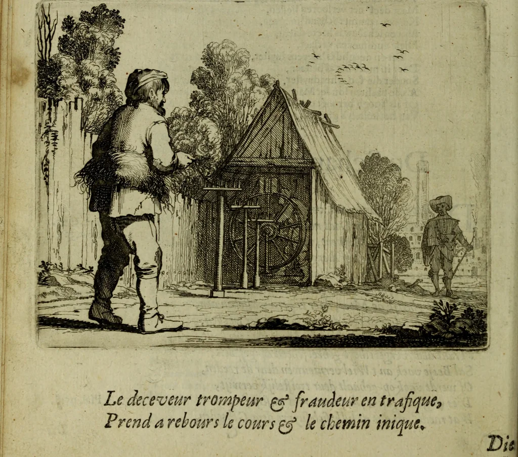 An illustration from Ian van der Veens Zinne-beelden oft Adams appel, 1642, leaf 77