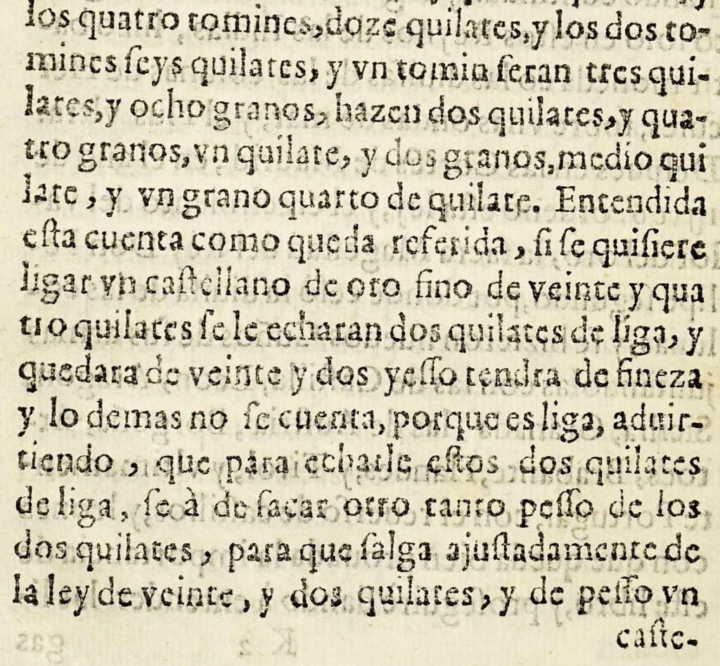 An illustration from Iardin de ensayadores que ensena a aquilatar, y dar el valor a la plata conforme a las reyes reales, paraque se ajusten a ellas los ensayadores, en el conocimiento de su valor. : Y assi mesmo se da ente[n]der, co mo [sic] el ensaye del oro, y de la plata tiene punto fixo, debajo de pesso, y cuenta., 1639, leaf 80