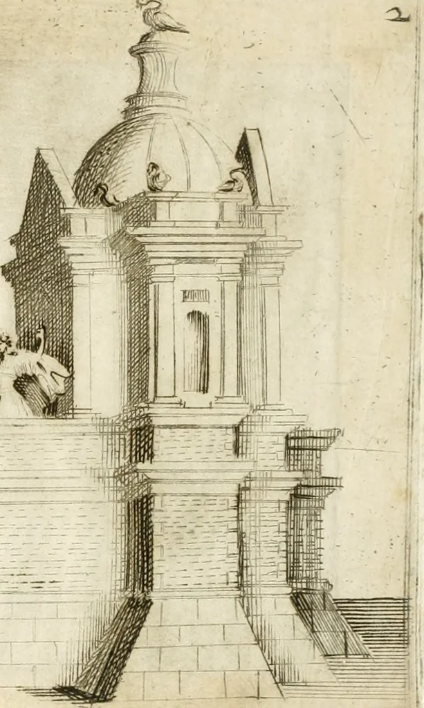 An illustration from I carri delle sei contrade, che comparuero splendidamente in teatro alla luce di ser.o Sole, ue[n]gono hora p[er] lor disauentura oscuramente delineati nell'ombre confuse de miei debili intagli ... Siena il dì marzo 1632, deuotiss.o ser.e Bernardino Capitelli, 1632, leaf 6