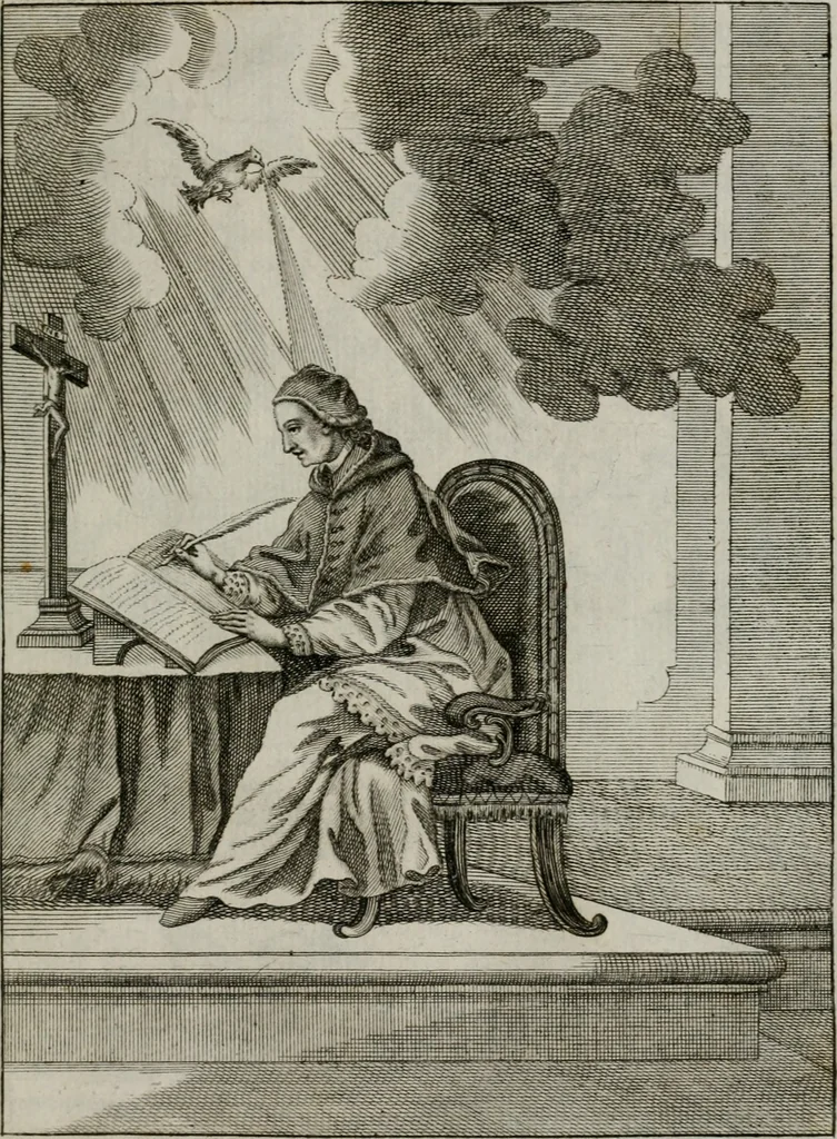 An illustration from Ichnographia emblematica triplicis ad Deum Tri-unum mysticae viae, purgativae, illuminativae, unitivae : splendoribus sanctorum, virtutibus eorum, divinisque charismatibus illustrata, in quinque partes divisa ..., 1779, leaf 114