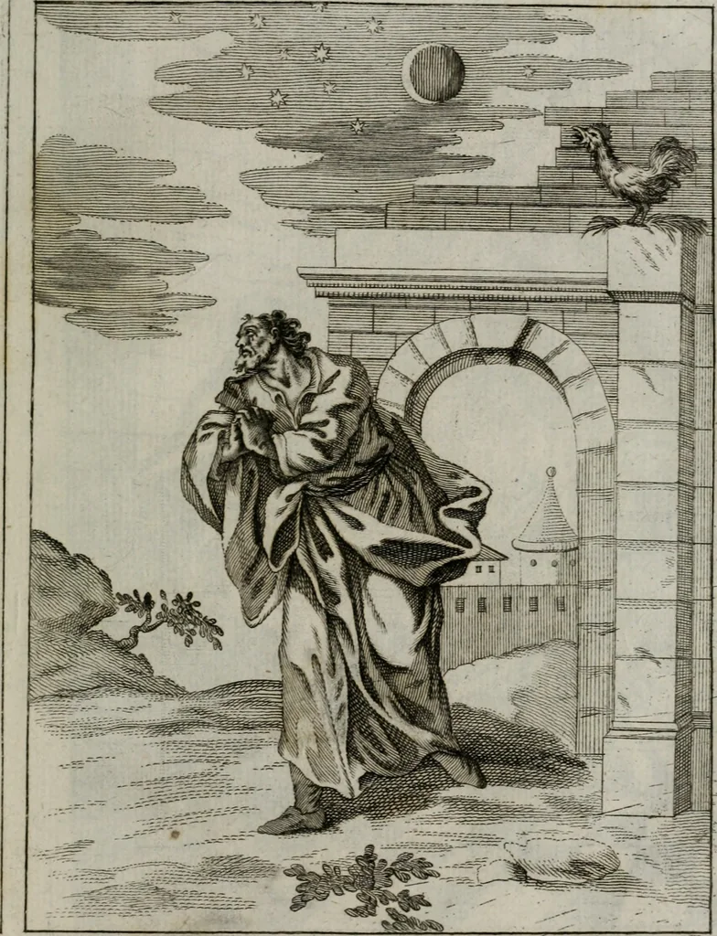 An illustration from Ichnographia emblematica triplicis ad Deum Tri-unum mysticae viae, purgativae, illuminativae, unitivae : splendoribus sanctorum, virtutibus eorum, divinisque charismatibus illustrata, in quinque partes divisa ..., 1779, leaf 122