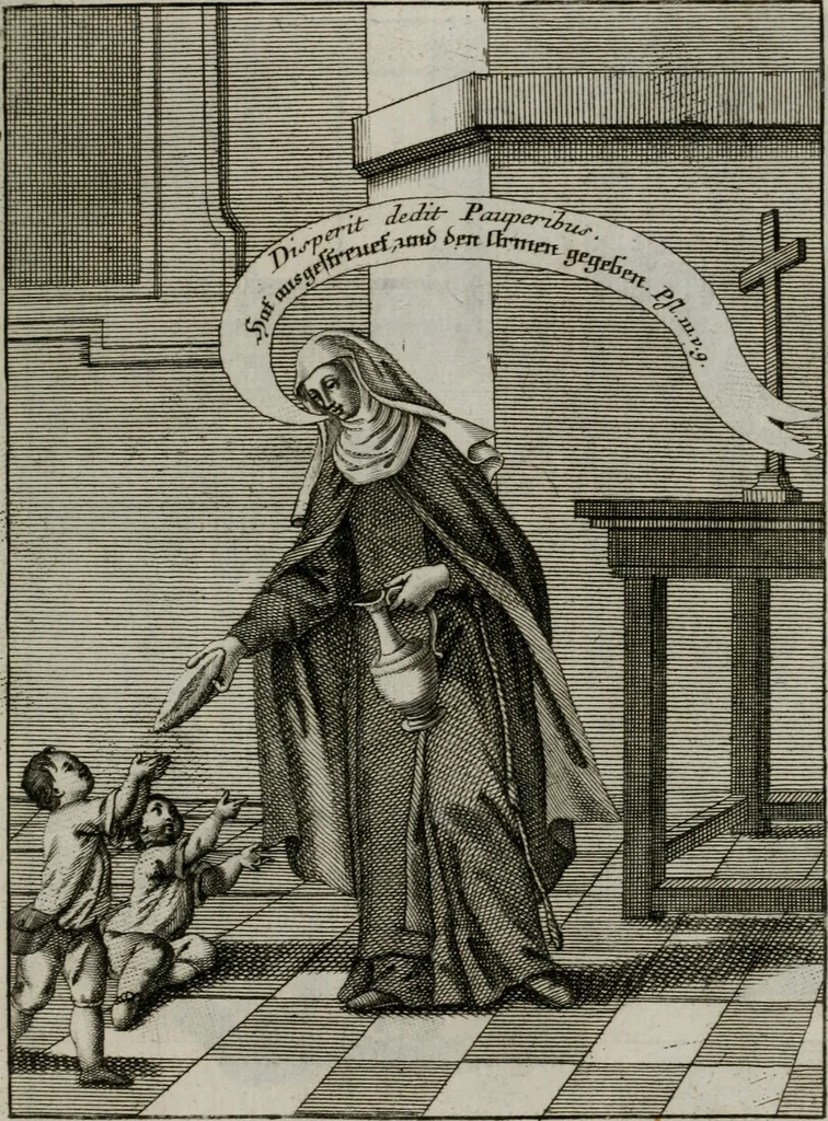 An illustration from Ichnographia emblematica triplicis ad Deum Tri-unum mysticae viae, purgativae, illuminativae, unitivae : splendoribus sanctorum, virtutibus eorum, divinisque charismatibus illustrata, in quinque partes divisa ..., 1779, leaf 126