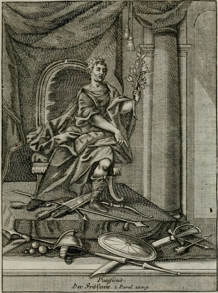 An illustration from Ichnographia emblematica triplicis ad Deum Tri-unum mysticae viae, purgativae, illuminativae, unitivae : splendoribus sanctorum, virtutibus eorum, divinisque charismatibus illustrata, in quinque partes divisa ..., 1779, leaf 130