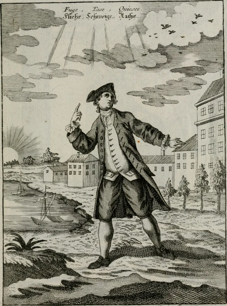 An illustration from Ichnographia emblematica triplicis ad Deum Tri-unum mysticae viae, purgativae, illuminativae, unitivae : splendoribus sanctorum, virtutibus eorum, divinisque charismatibus illustrata, in quinque partes divisa ..., 1779, leaf 150