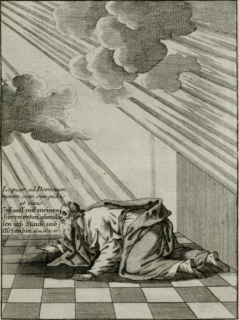 An illustration from Ichnographia emblematica triplicis ad Deum Tri-unum mysticae viae, purgativae, illuminativae, unitivae : splendoribus sanctorum, virtutibus eorum, divinisque charismatibus illustrata, in quinque partes divisa ..., 1779, leaf 154